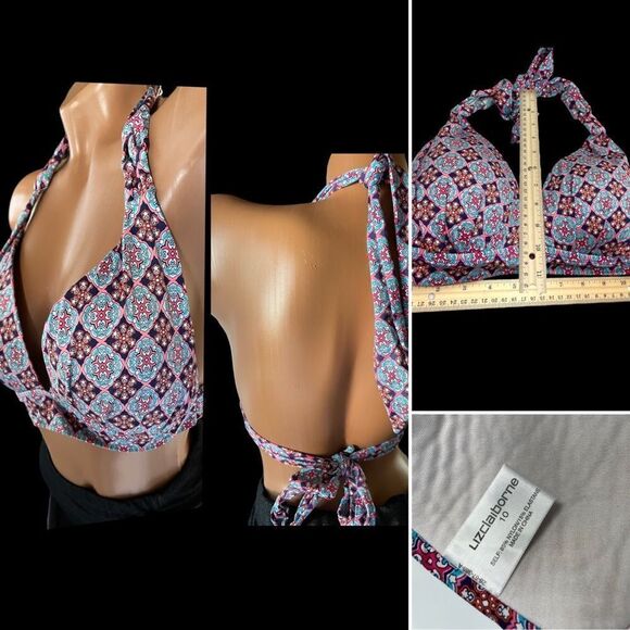Liz Claiborne l Bikini Top l 10 l Tie Back l EUC - Picture 3 of 7